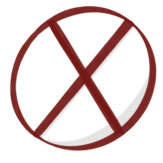 Ein roter durchgestrichener Kreis.